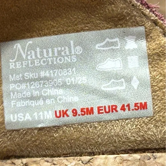 Natural Reflections Burgundy Leather Adjustable Strap Women’s Sandals Size 11 - Picture 3 of 7